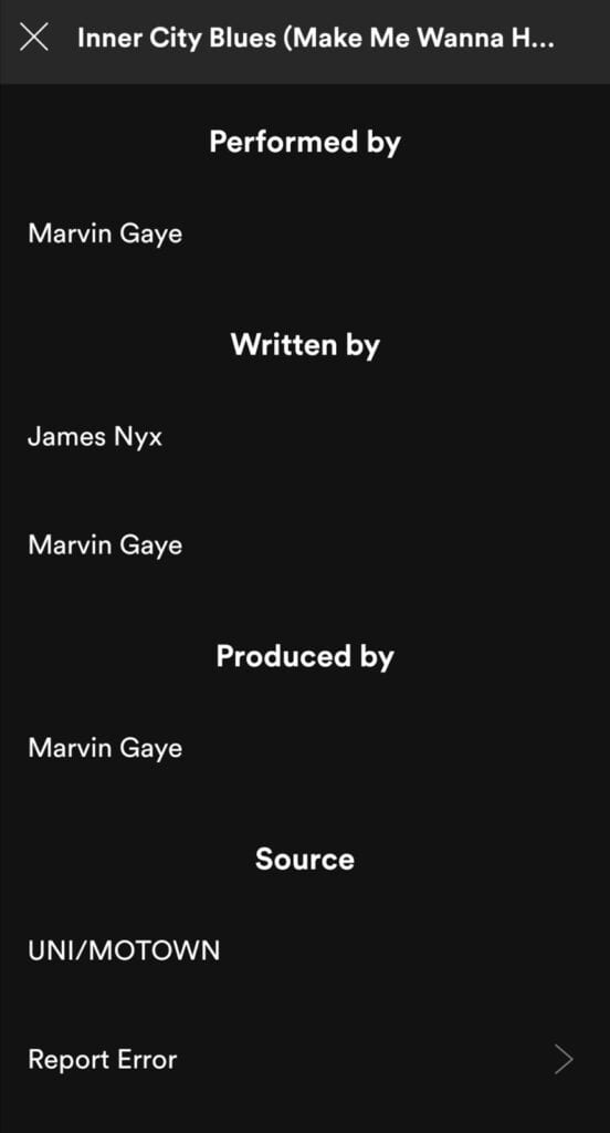 Spotify song credits