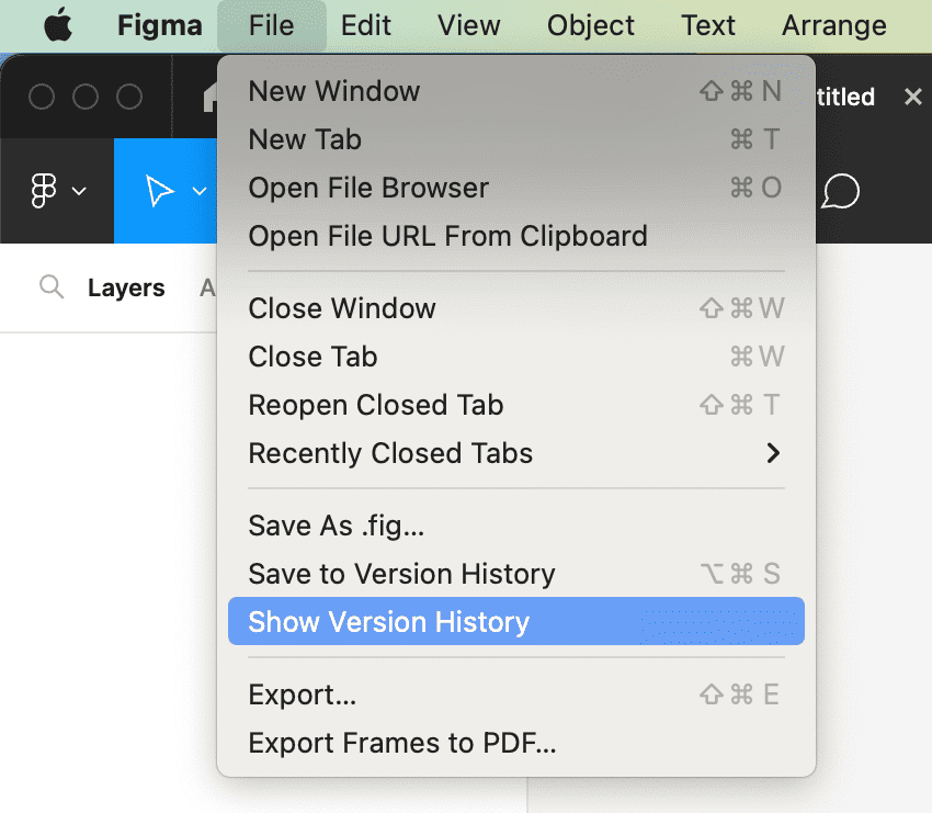 Figma’s native version history feature