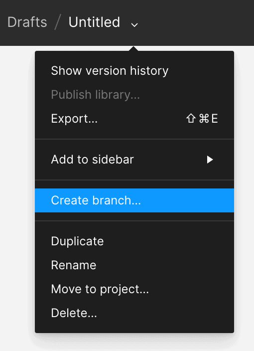 Figma’s create a branch feature