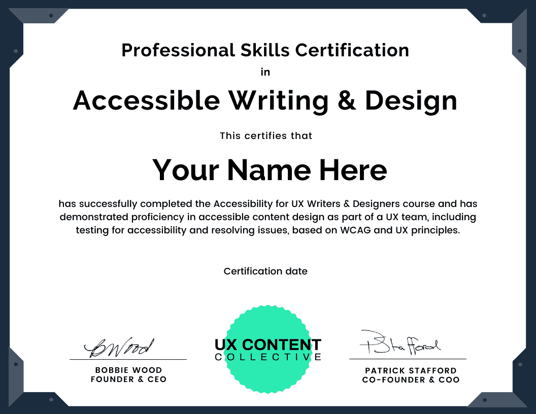 UX Accessibility Certification for Designers UX Content Collective